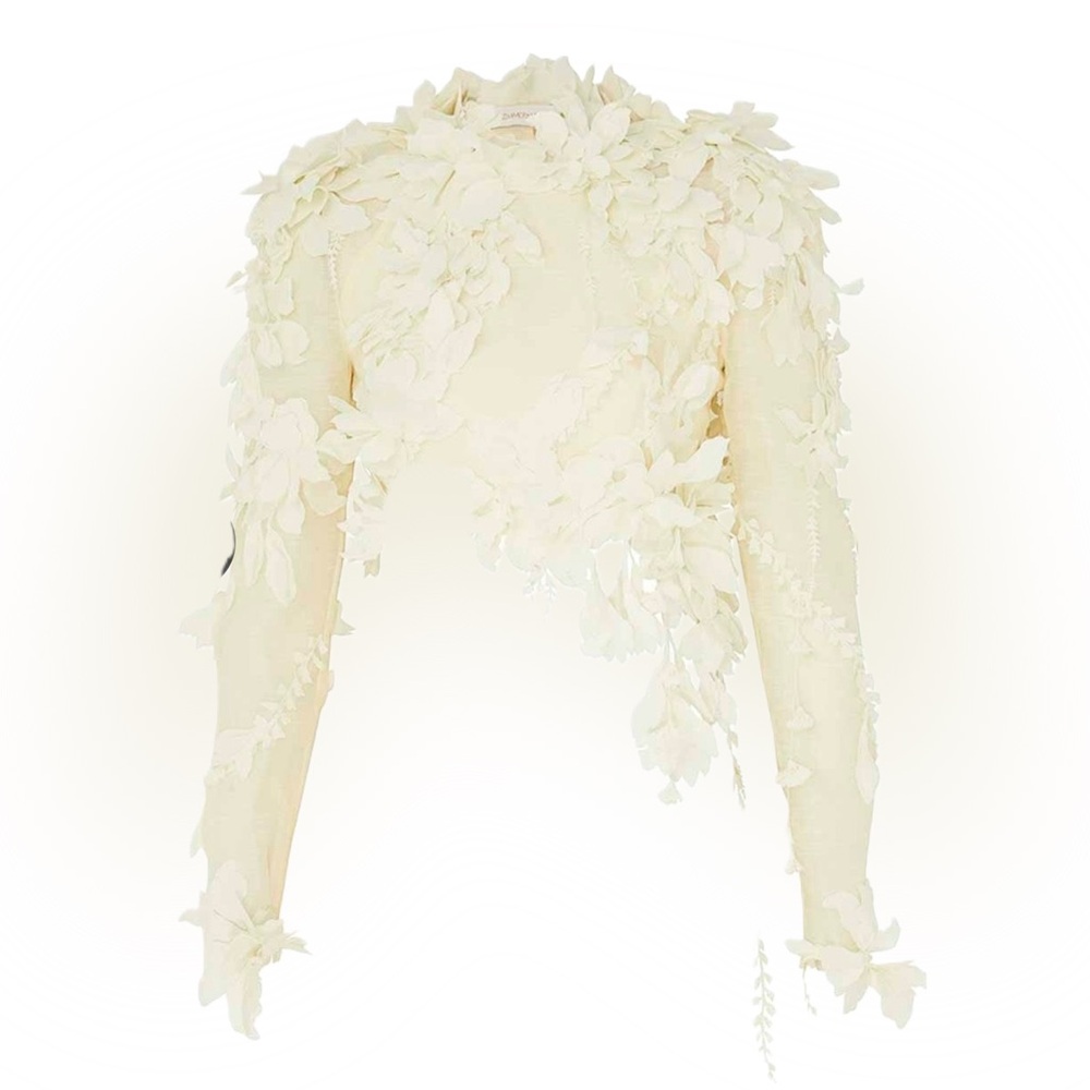 Designer Harmony laser cut Crop Top Cream New
